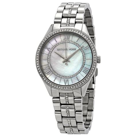 Michael Kors Lauryn Crystal Mother of Pearl Dial Ladies Watch 